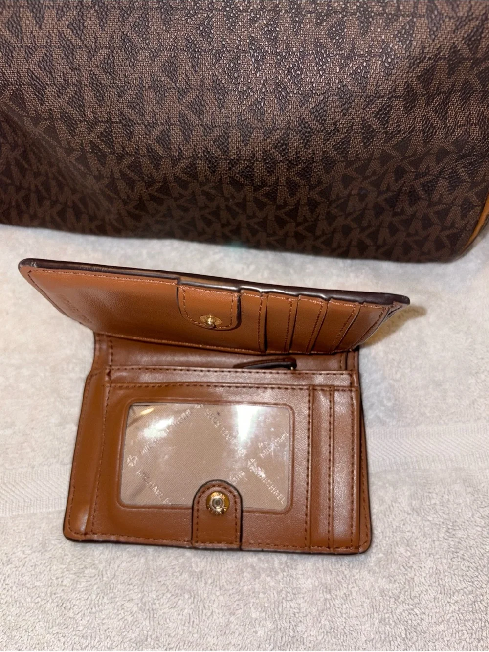 Michael Kors Brown MK Logo Backpack & The Wallet